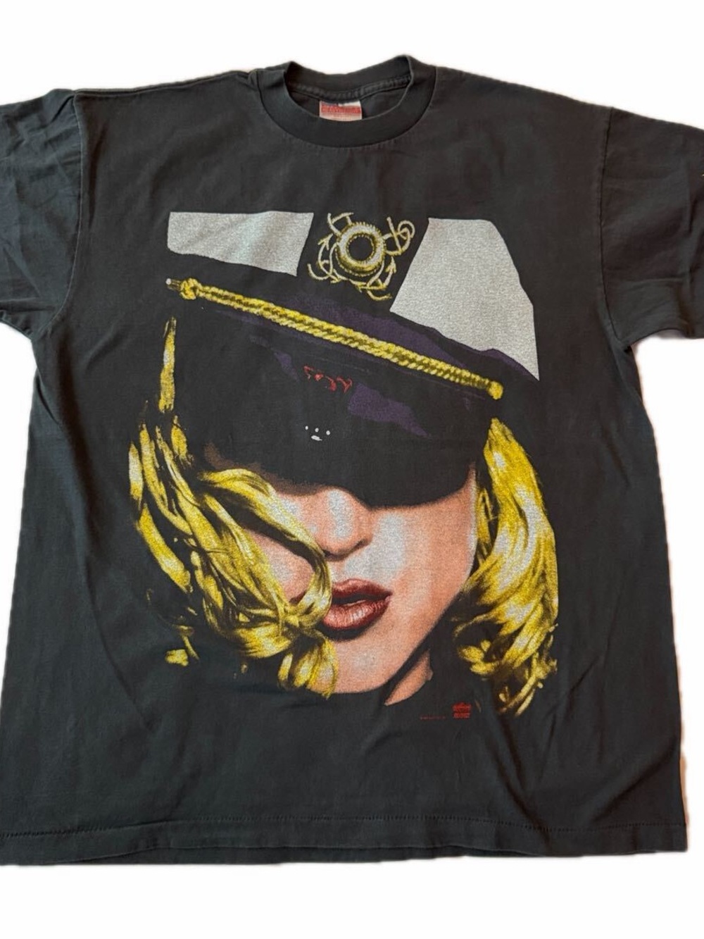 Graphic Black T-Shirt with Blonde Sailor Portrait